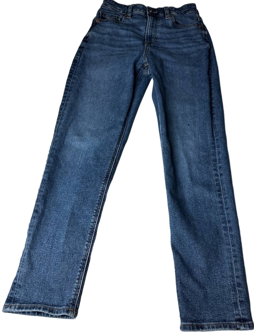 American Eagle Mom Jeans Womens Size 4 Blue Denim High Rise Y2K 90s Retro STAIN